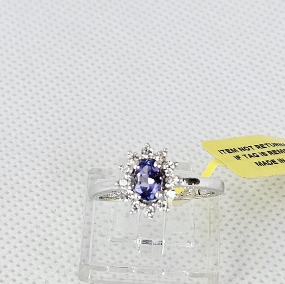Genuine Tanzanite & White Zircon Ring Platinum over Sterling Silver Sz ! ✨️ - Picture 7 of 10